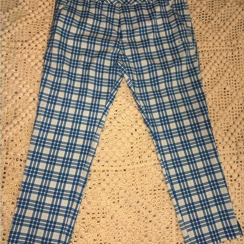 PUMA Men's Golf Size 40 w/Zip and Pockets Blue Plaid Pants.  #214